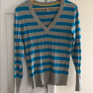 Women’s blue and‎ gray v neck sweater size medium